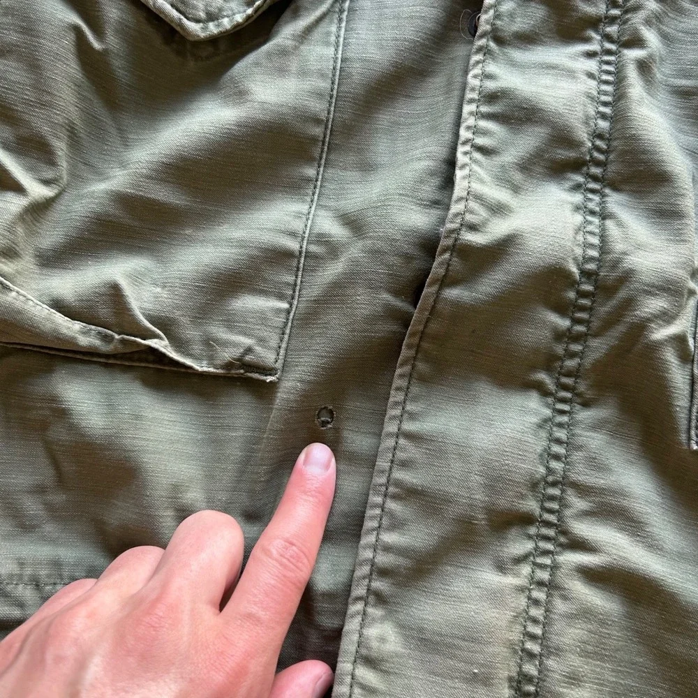 Vintage 60s US Military M65 Field Jacket Size Medium Green Army Vietnam War Drab